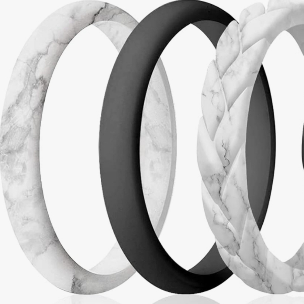 Silicone Rubber Wedding Ring for Women, Thin Stackable Rubber Silicone